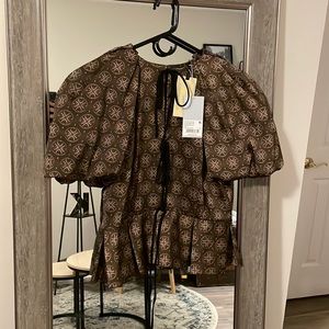 Antonio Melani blouse, puffed sleeves, brown